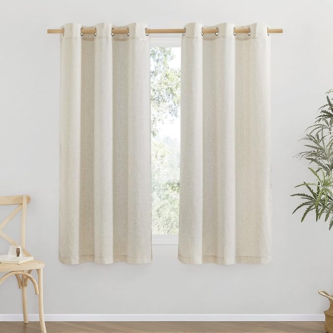 NICETOWN Thick Linen Blend Curtains Flax Textured by NICETOWN