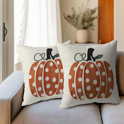 Fall Pumpkin Throw Pillow Cover 18x18 Inch Set of 2 Autumn Orange Pumpkin - Image 6