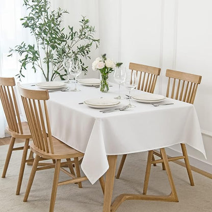 maxmill 2 Pack 52 x 70 Inch Rectangle Slubby Textured Tablecloth Spillproof - Image 2