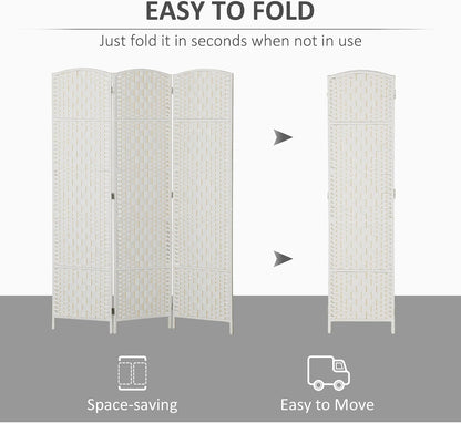 homcom room divider 3-panel, 6ft-tall folding privacy screen, close-up detail