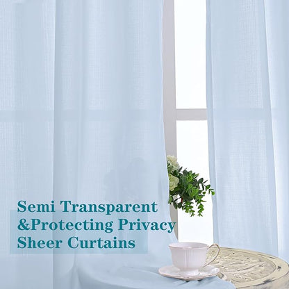 BGment Linen Look Semi Sheer Curtains - Image 4