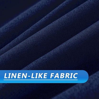 Linen 100% Blackout Curtains for Bedroom, Back Tab/Rod Pocket Curtain for - Image 3