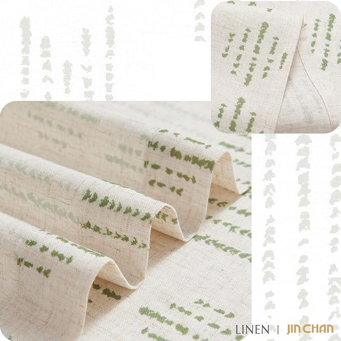 jinchan Boho Kitchen Curtains Linen Tier Curtains 45 Inches Bohemian Cafe Small - Image 5