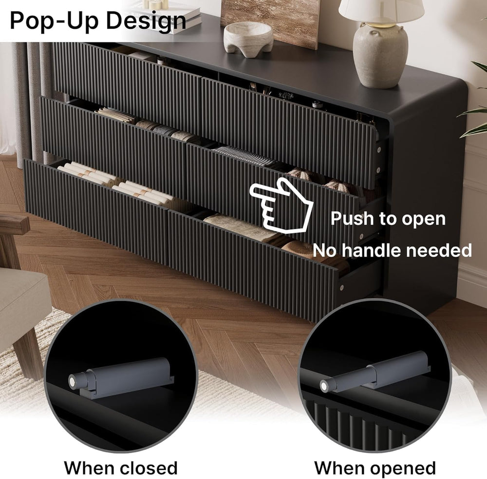 MAISONARIA 3-Piece Curved Dresser Bedroom Set, Black
