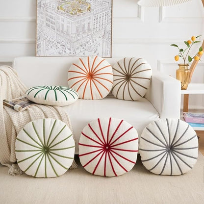 S_SSOY Round Pumpkin Throw Pillows 16", Colorful Striped Cushions Floor Pillows - Image 4
