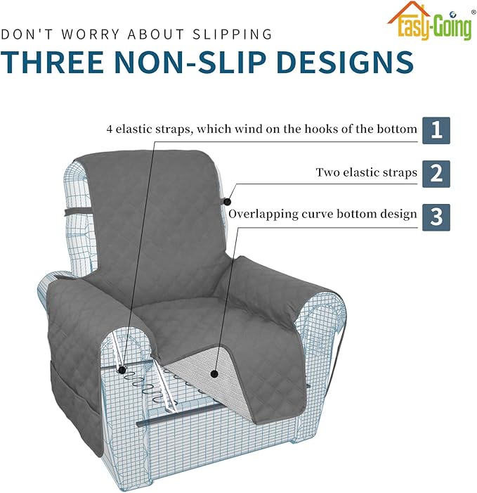 Easy-Going Sofa Slipcover Waterproof Recliner Chair Cover Non-Slip Fabric Couch - Image 4