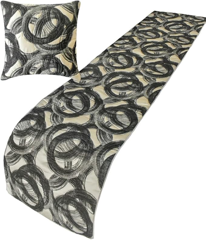 The HomeCentric King/Queen/Twin Black Designer Queen 74"x18" Bed Runner Without - Image 4