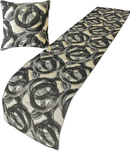 The HomeCentric King/Queen/Twin Black Designer Queen 74"x18" Bed Runner Without - Image 4