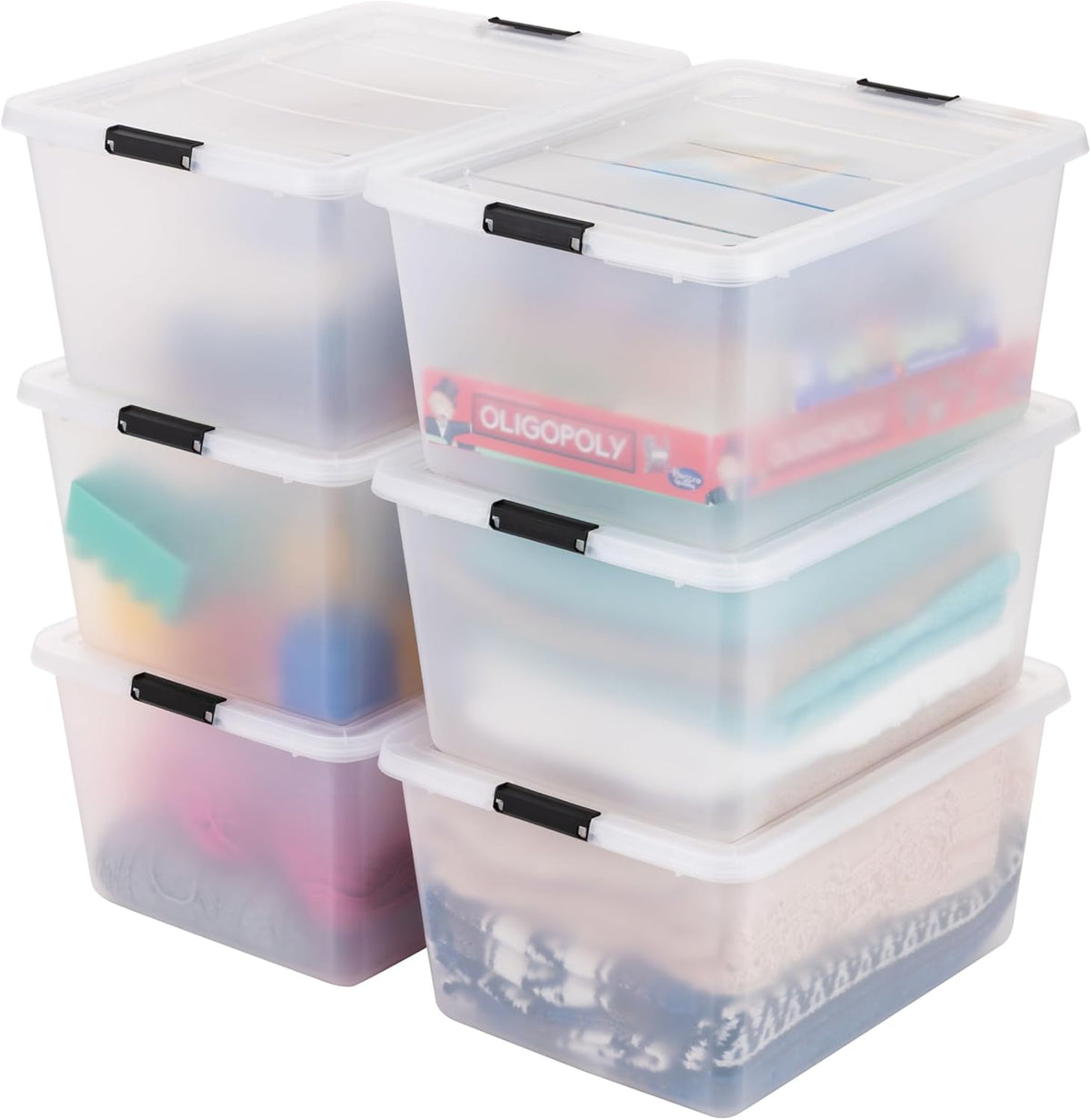 iris usa 6-pack 32.5 quart clip box with, main product view