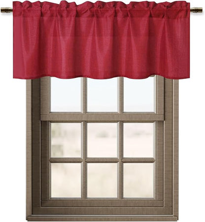 Hiasan Red Valance Curtains Light Filtering Rod Pocket Window Valances Curtains - Image 7