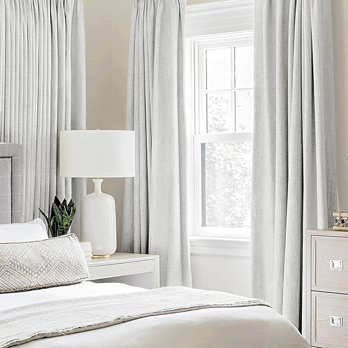 MIULEE Linen Textured Curtains for Bedroom Solid 100% Blackout Thermal - Image 2