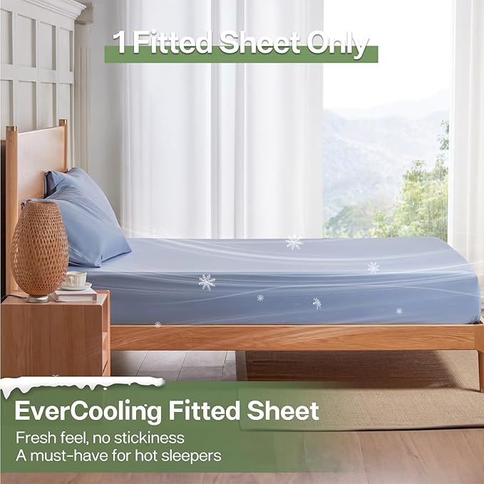 MR&HM Twin Fitted Sheet Only, Ultra-Soft Rayon Derived from Bamboo & Polyester - Image 3