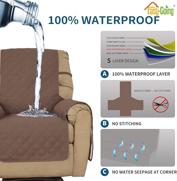 Easy-Going Sofa Slipcover Waterproof Recliner Chair Cover Non-Slip Fabric Couch - Image 4
