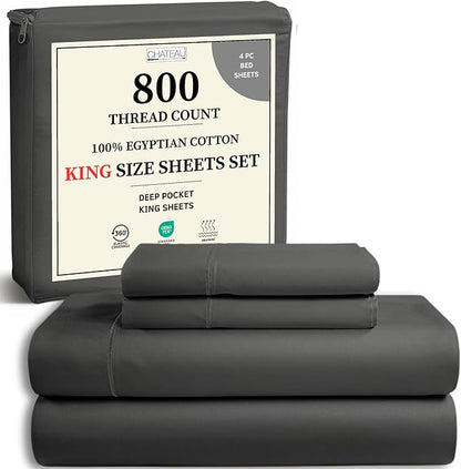 100% Cotton Sheets King Size Sheets Set by CHATEAUHOMECOLLECTION