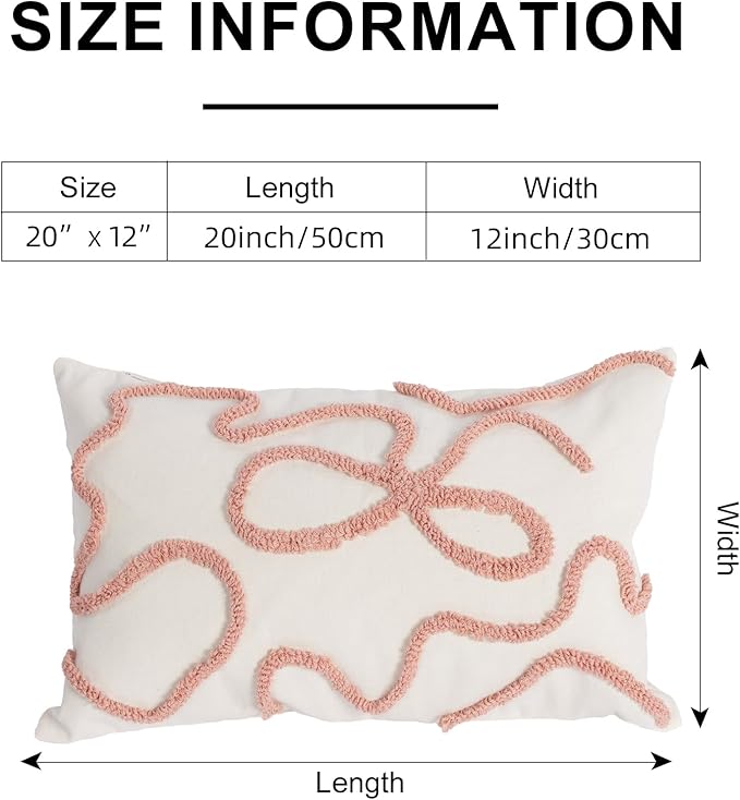 Pink Coquette Bow Throw Pillow Cover 12x 20, Boho Tufted Neutral Linen Pillow - Image 6