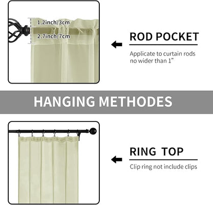 Sheer Curtains 84 Inches Long 2 Panels, Rod Pocket Short Curtain - Image 2