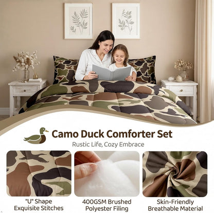 erosebridal green camo comforter set full duck huner, side view
