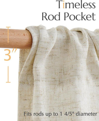 jinchan Natural Linen Kitchen Curtains 36 Inch Rustic Tier Curtains Farmhouse - Image 9