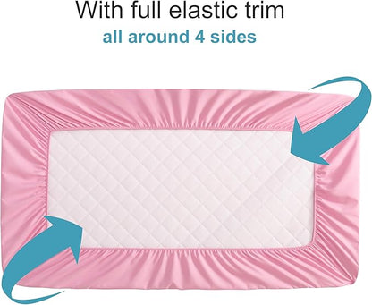NTBAY 2 Pack Waterproof Mini Crib Mattress Protector, Quilted 24"x38" Fitted - Image 2