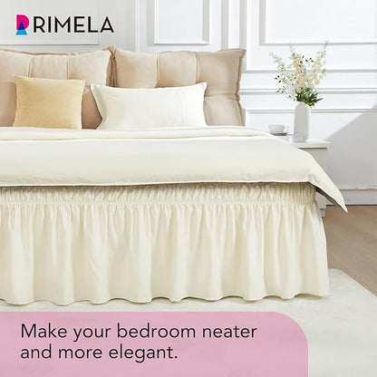 RIMELA Ivory Bed Skirt Queen Size 15 Inch Drop, Elastic Bed Skirting - Image 7