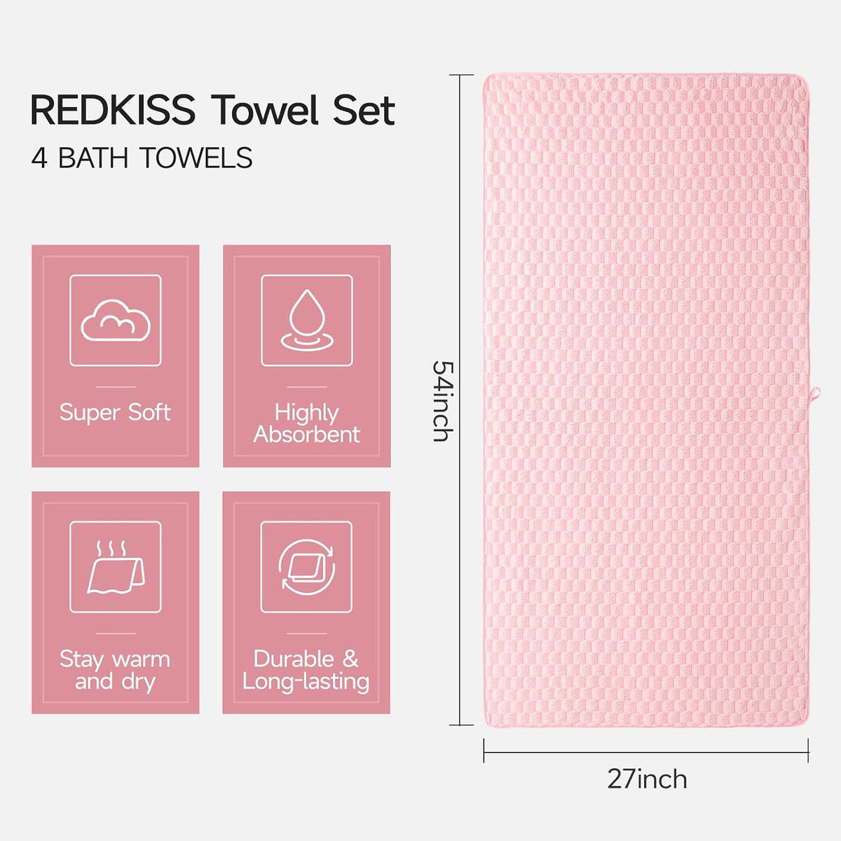 redkiss 4 pack microfiber bath towels, quick dry shown in use
