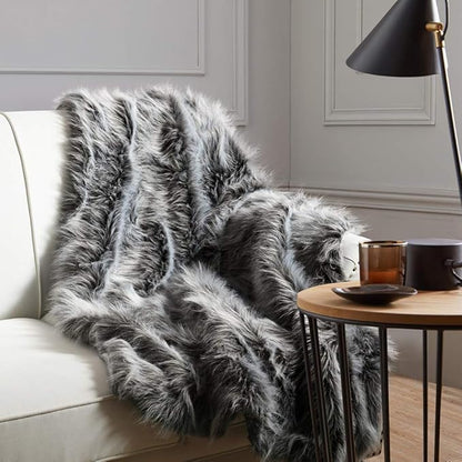 Luxury Faux Fur Throw Blanket, Super Warm, Fluffy Decoration Blanket Scarf - Image 2