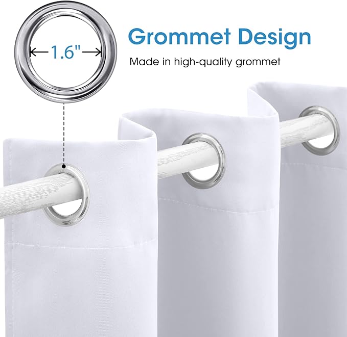 HOMEIDEAS Pure White Curtains 52 X 63 Inch Length Set of 2 Panels - Image 4