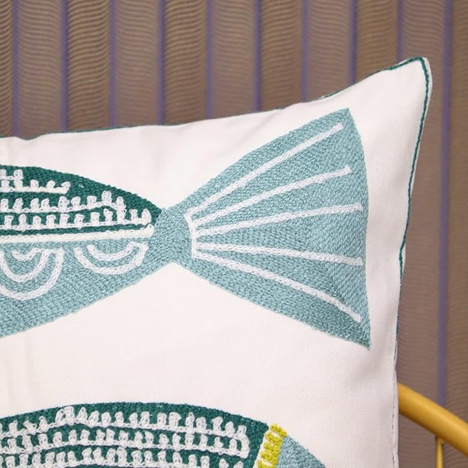 2 PCS Embroidered Throw Pillow Cover Cotton Decorative Square Cushion Cases - Image 5