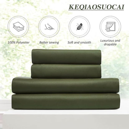 KEQIAOSUOCAI Dark Academia Olive Green Curtains Blackout - Image 4