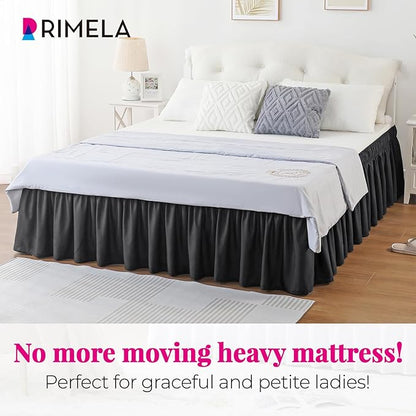 RIMELA Black Bed Skirt King Size 25 Inch Drop, Elastic Bed Skirting - Image 2