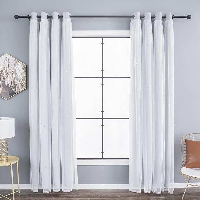 Kinryb Sheer Overlay Curtains for Girls Bedroom, 84 Inches Grey Panle, 2 Free - Image 4