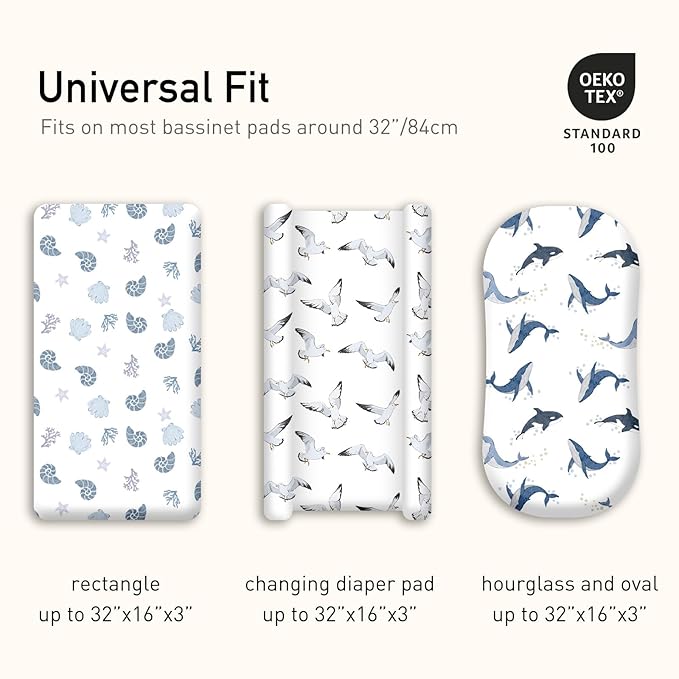 Gllquen Baby Bassinet Sheets 4 Pack, Breathable Cozy Fitted Mattress Sheet - Image 5