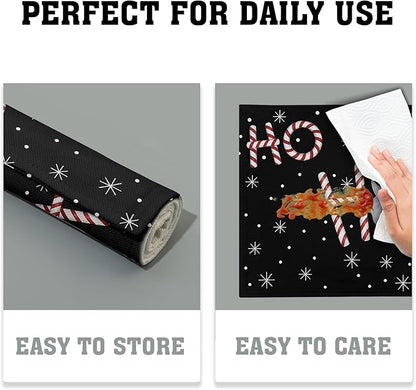 Giwawa Christmas Placemats Set of 4, Santa Claus Laugh Winter Snowflake Black - Image 6
