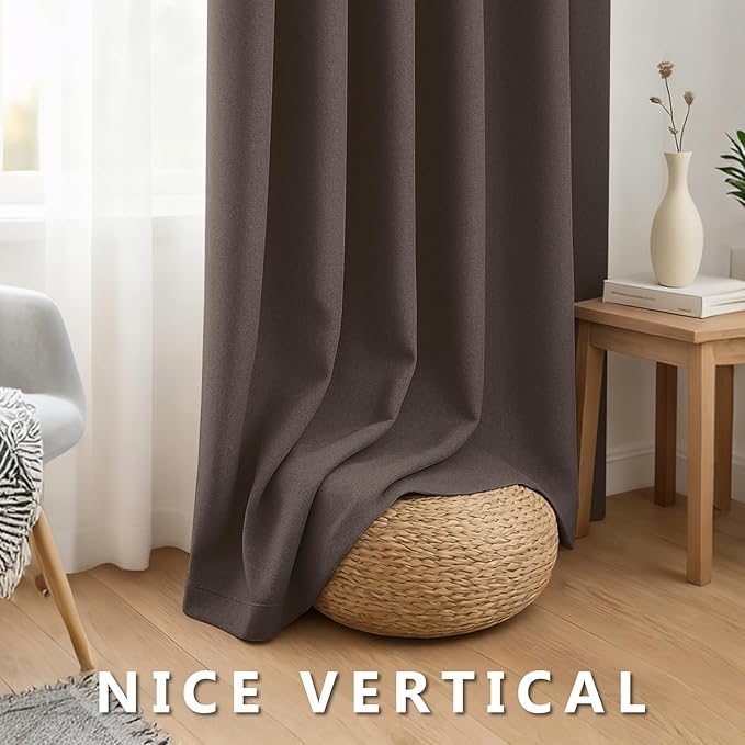 Linen 100% Blackout Curtains for Bedroom, Back Tab/Rod Pocket Curtain for - Image 7