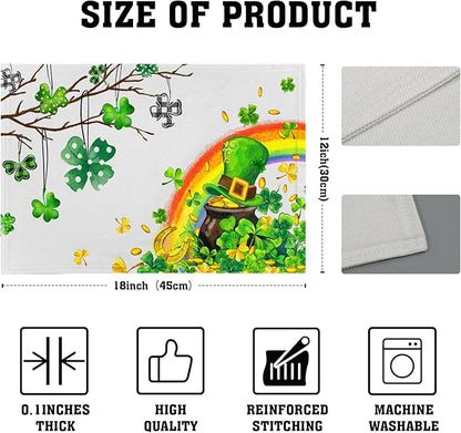Giwawa St Patricks Day Placemats Set of 4-12"x18" Lucky Clover Tree Elf Hat - Image 4