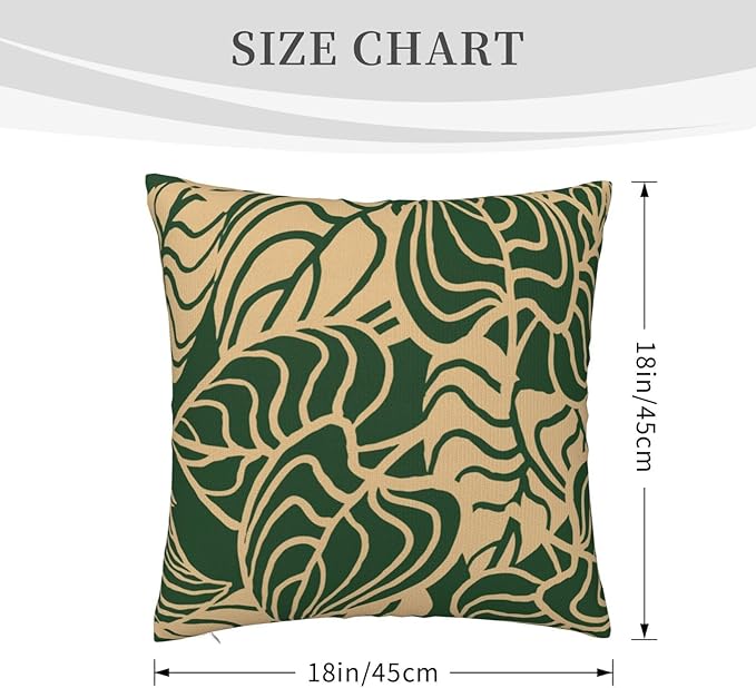 Tropical Green Plant Throw Pillow Covers 18x18 Inch Set of 2 Summer Sage Green - Image 8