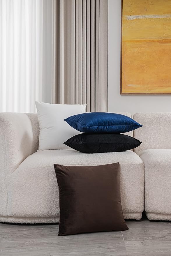 Decorative Pillow Cases 20x20 Chocolate Brown: 2 Pack Cozy Soft Velvet Square - Image 4
