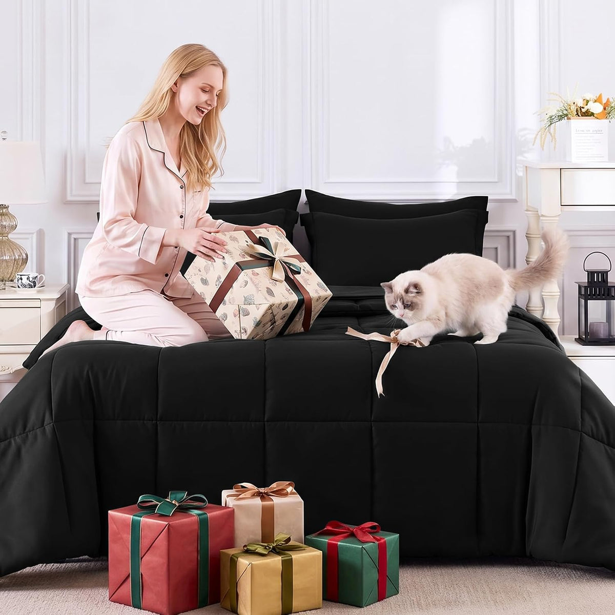 cozylux full size comforter sets, 7-piece bed in on a desk or shelf