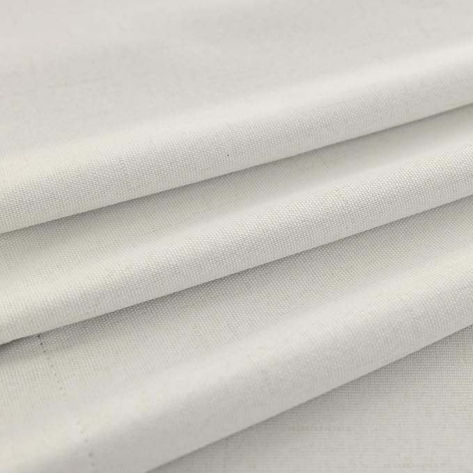 KOUFALL 105 Inch Linen Blackout Curtains, Ivory Back Tab Boho Drapes - Image 6