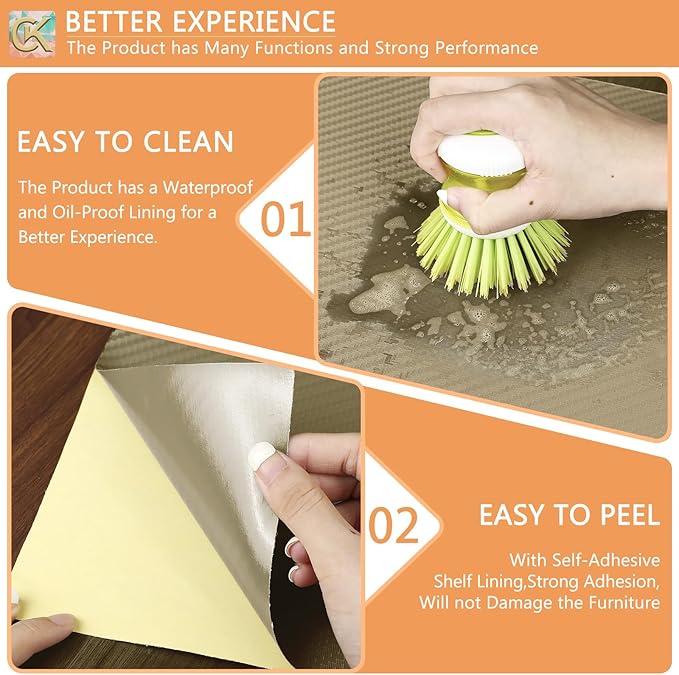 Self-Adhesive Shelf Liner Kitchen Liner, Waterproof Backed Paper Easy Peel and - Image 3