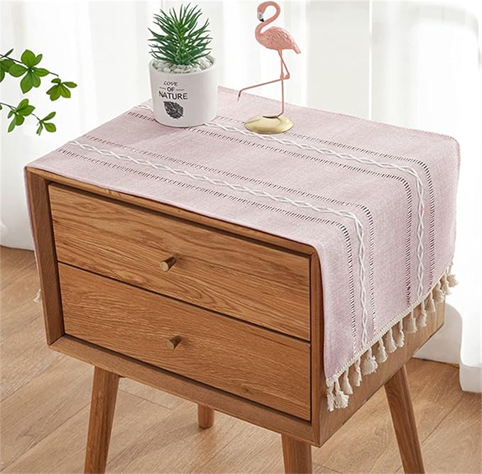 Bedside Table Cloth with Tassel Small Table Cover by Tablecloth