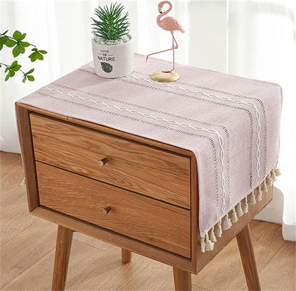 Bedside Table Cloth with Tassel Small Table Cover by Tablecloth