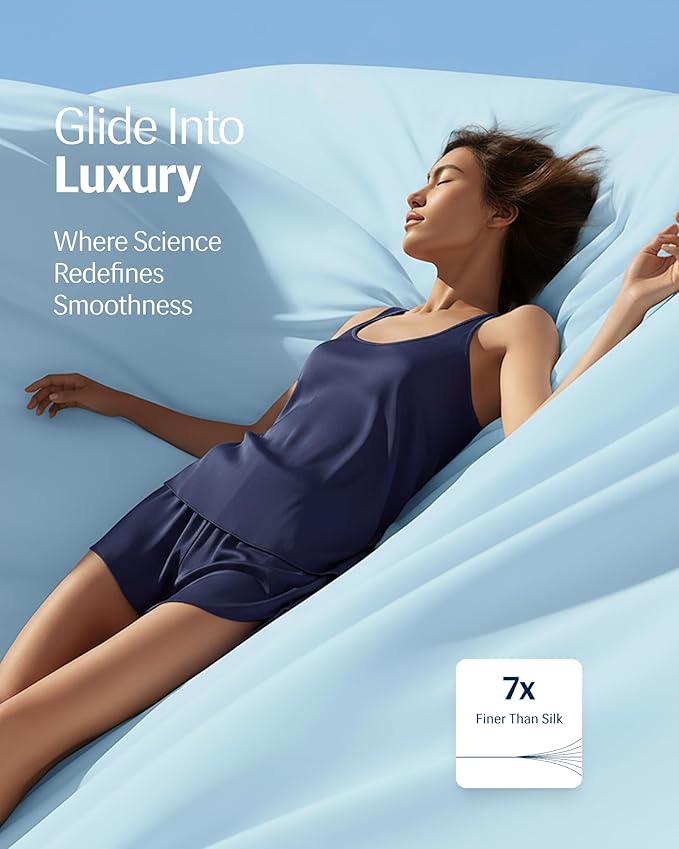 REST® Evercool®+ Cooling Sheet Set, Full Size, Light Blue, Breathable Bed Sheets - Image 4