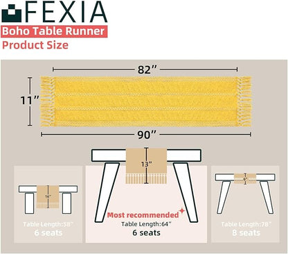 Yellow Table Runner with Tassels 90 Inches Long - Image 2