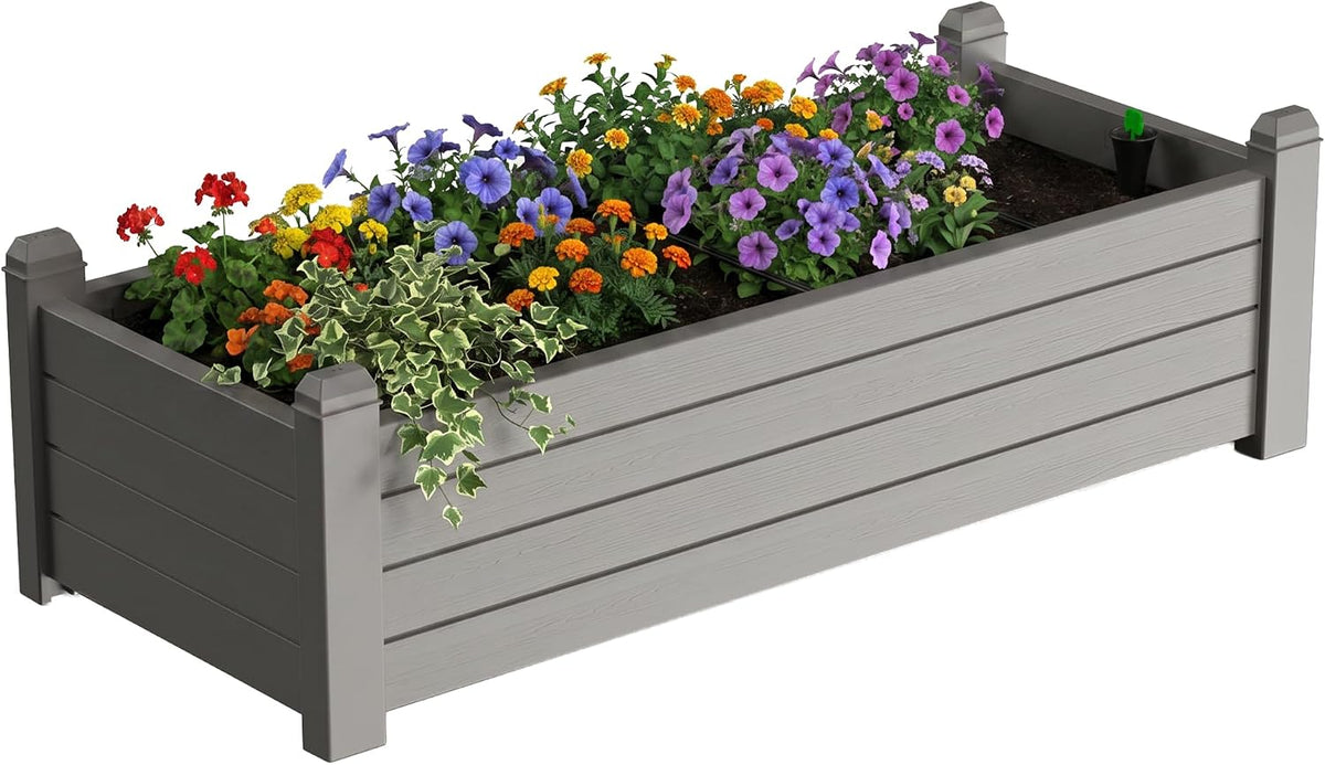 patiozen raised garden bed, self-watering resin planter box, main product view