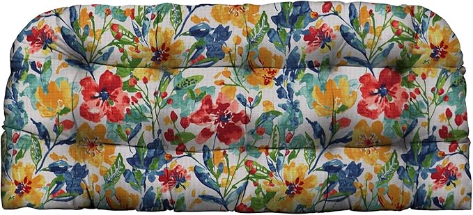 RSH DECOR: Tufted Wicker Loveseat Cushion | 41” x 19" | All-Weather Spun Fabric by RSHDECOR