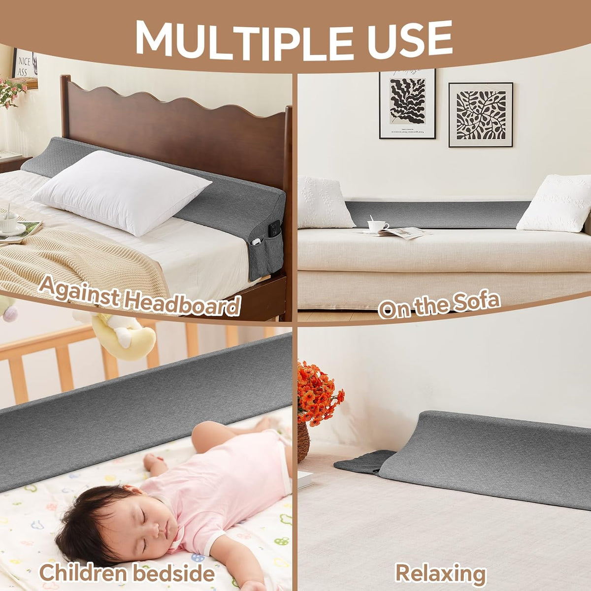 euhams queen bed wedge pillow for headboard, mattress on a desk or shelf