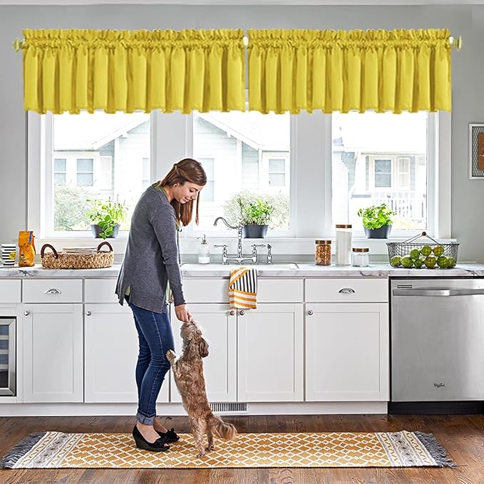 Valances for Window Yellow Rod Pocket Valances Light Reducing Valance Curtains by HighQualityCurtains