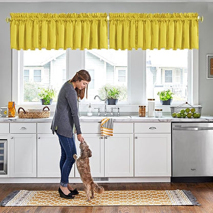 Valances for Window Yellow Rod Pocket Valances Light Reducing Valance Curtains by HighQualityCurtains