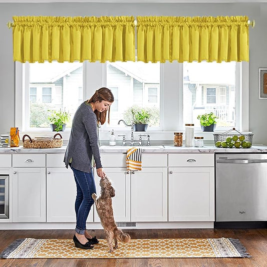Valances for Window Yellow Rod Pocket Valances Light Reducing Valance Curtains by HighQualityCurtains